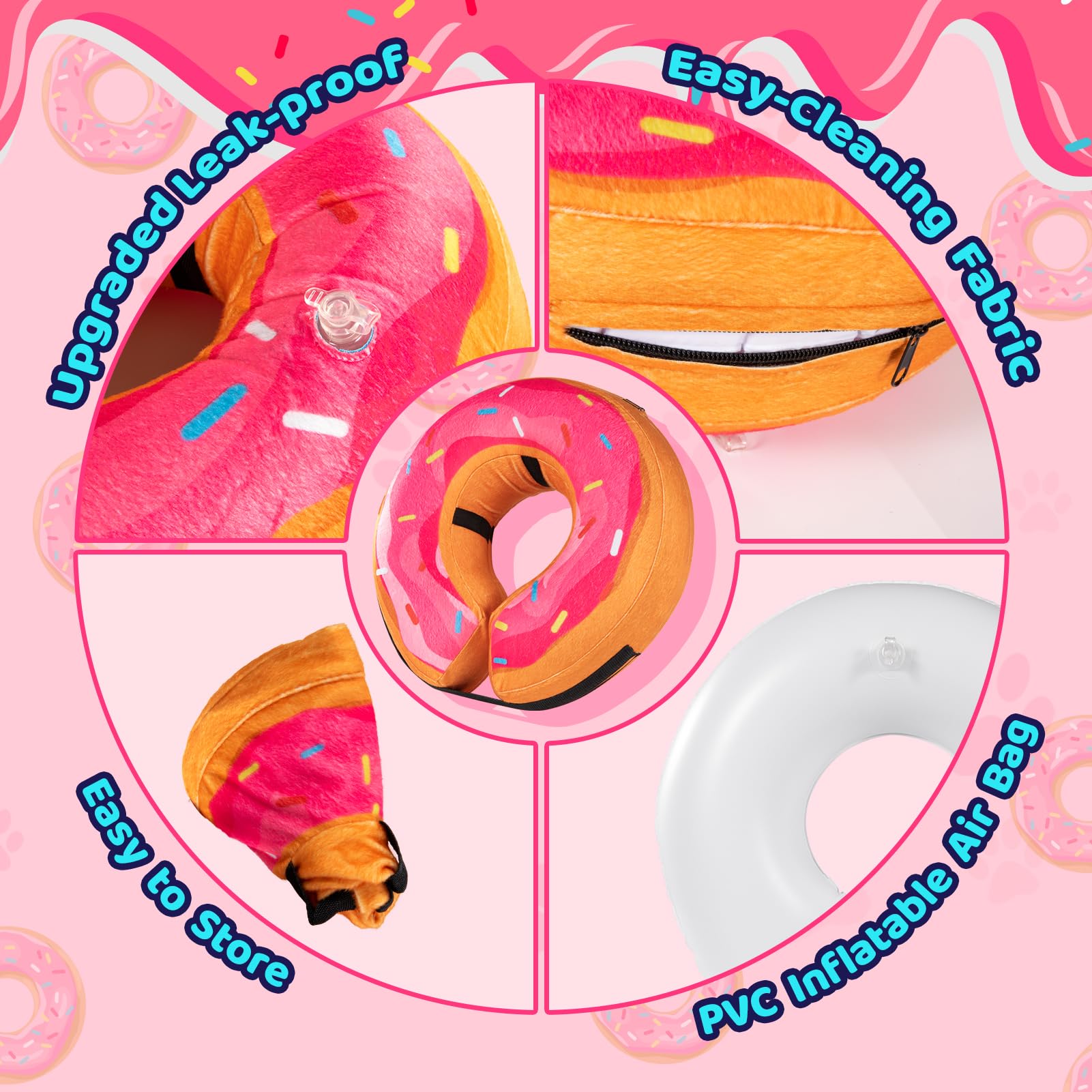 Grand Line Donut collar inflable, correas internas para mayor seguridad.