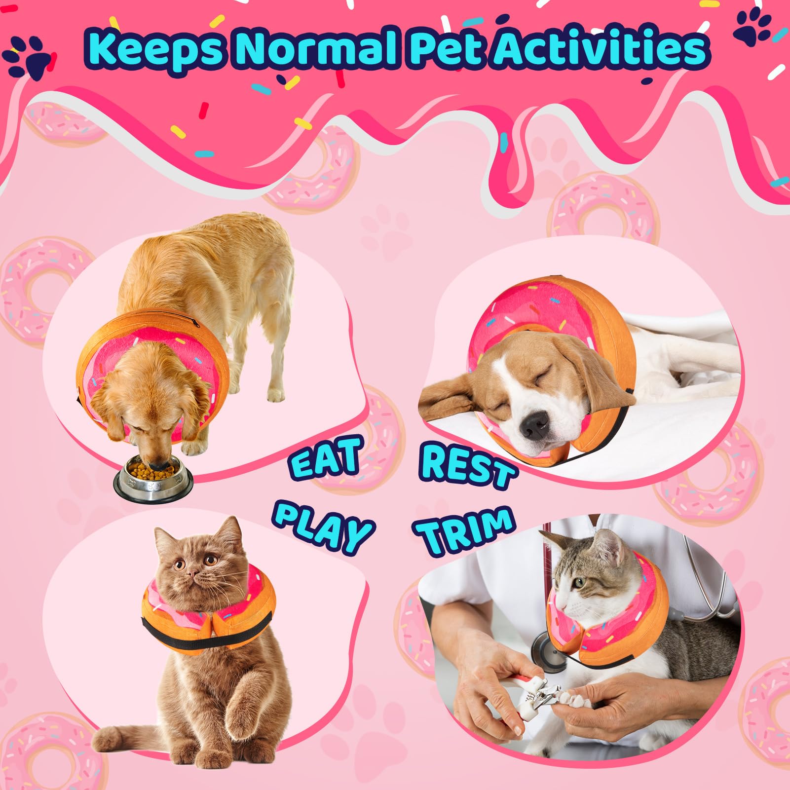Grand Line Donut collar inflable rosa, sirve como almohada suave.