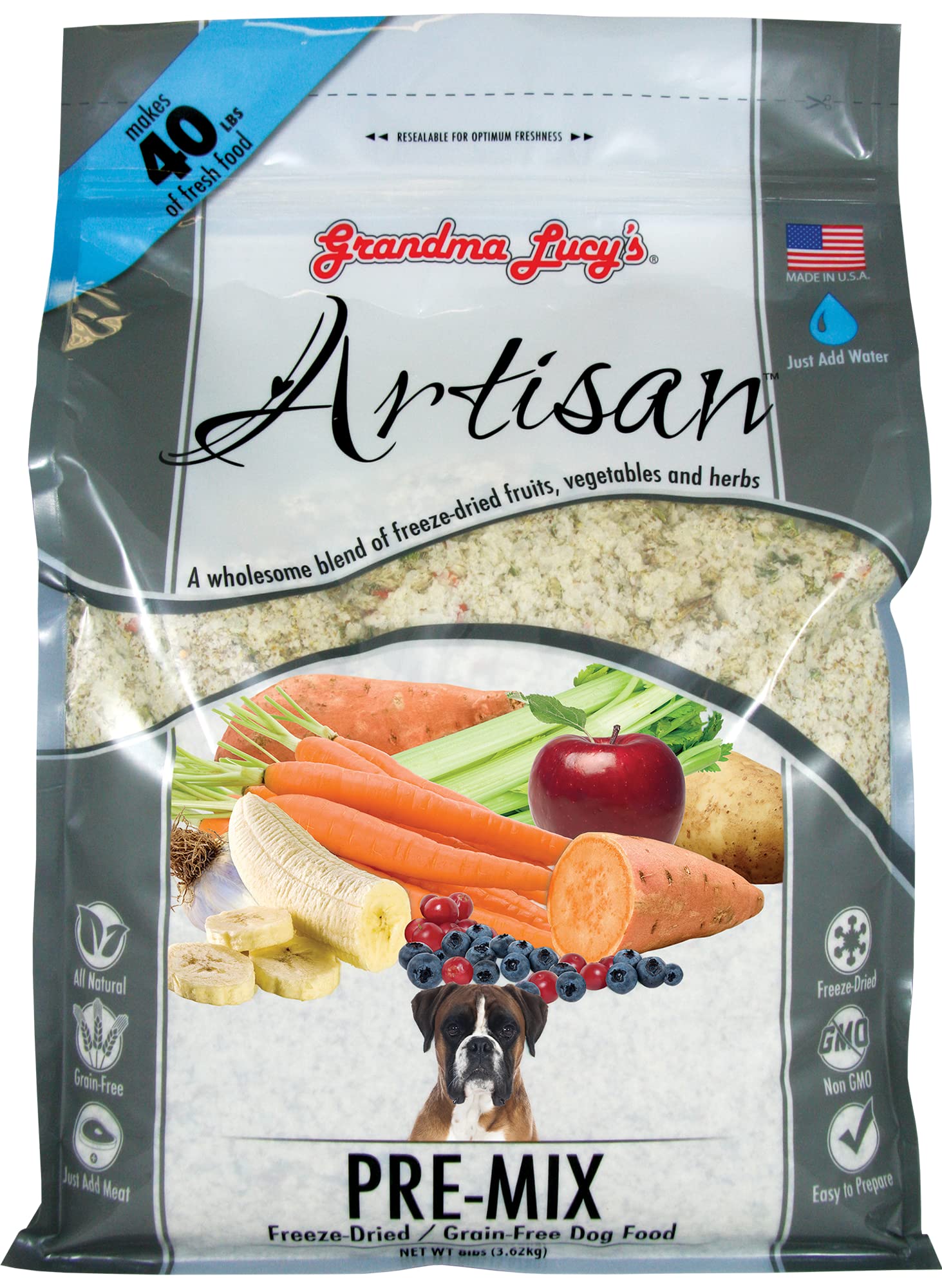 grandma lucy's mezcla artesanal para perros en envase de 8 libras