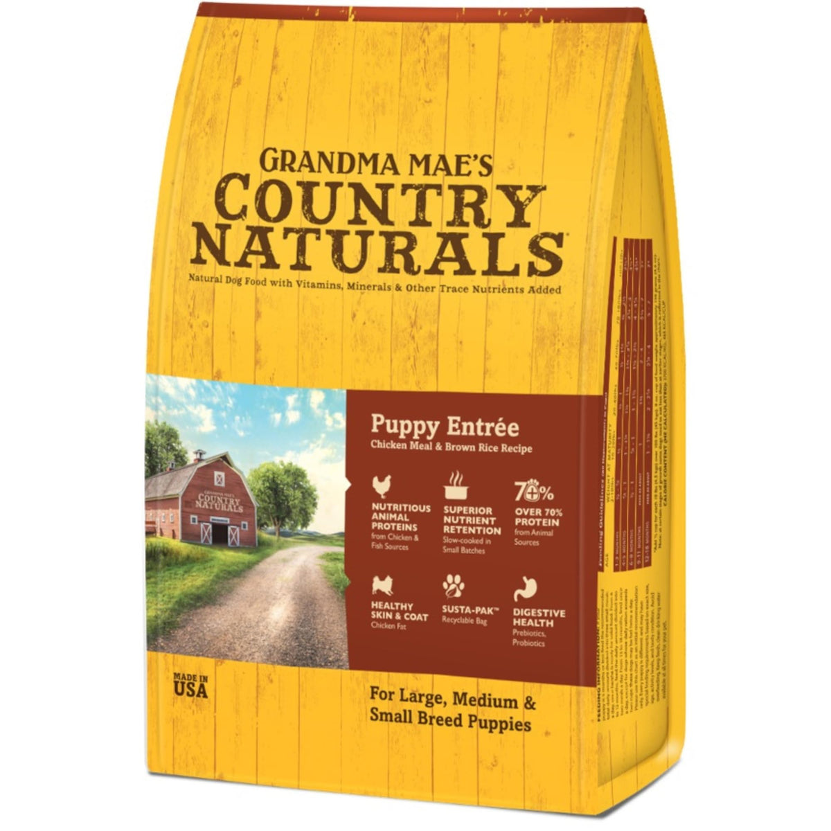 Grandma Mae's: bolsa de alimento seco para cachorros con pollo real para músculos sanos