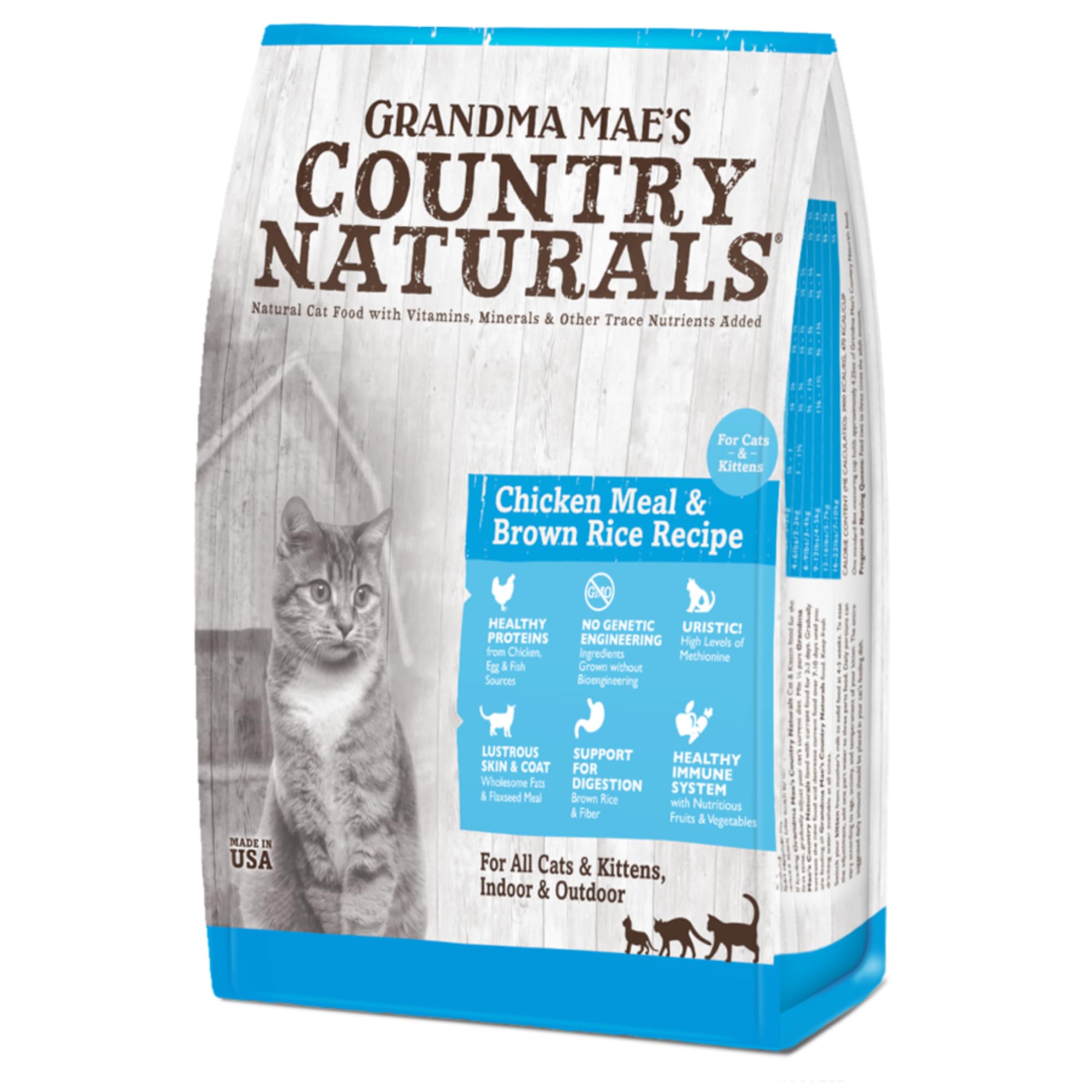 Grandma Mae's Comida seca para gatos con pollo y arroz integral, apoyo nutricional para pelaje y vitalidad
