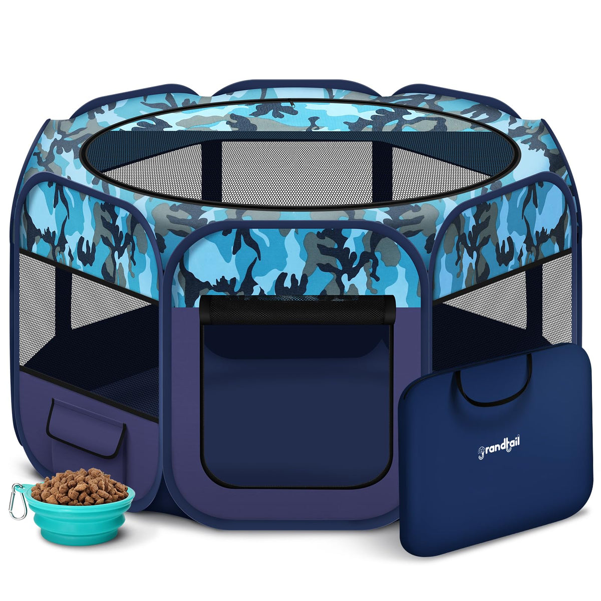 Grandtail jaula-juego para perros con malla, buena ventilación y visión de 360 grados