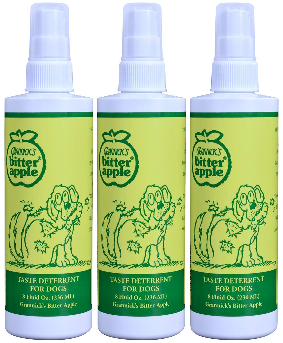 Grannick's spray amargo de manzana en frasco, disuade lamido y mordisqueo en perros.