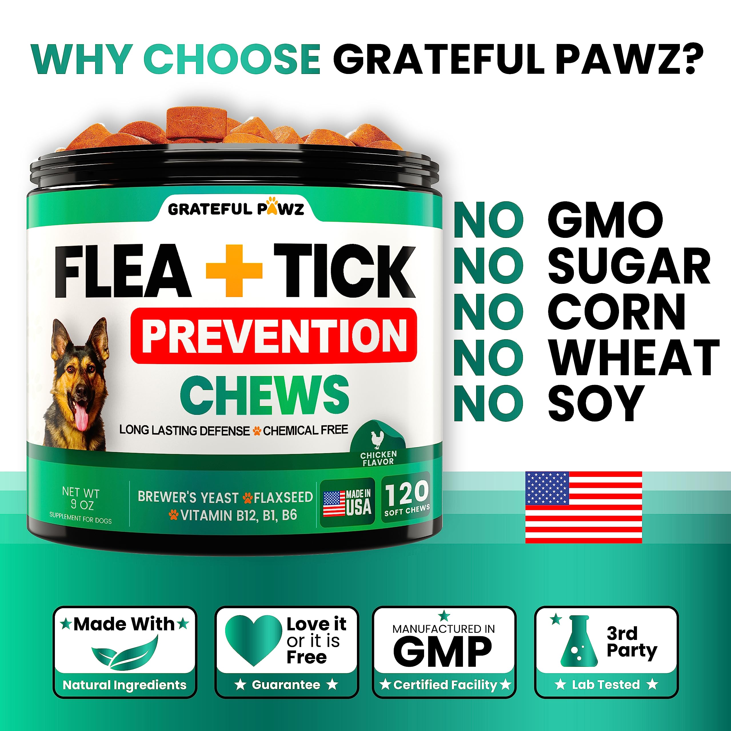 Grateful Pawz calidad y seguridad en EE. UU., respaldo para tu mascota.