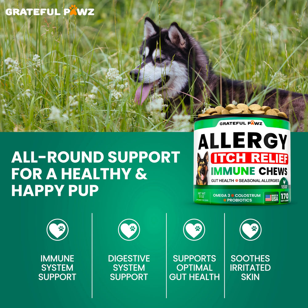 Grateful Pawz cuidado de la piel para perros de todas las edades.
