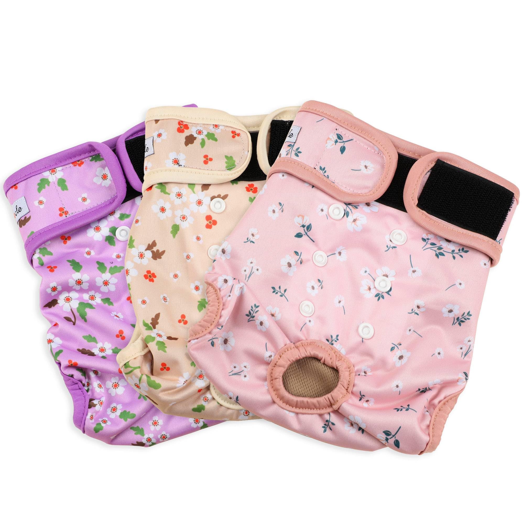 Grecle pañales para incontinencia canina, ajuste con broches para seguridad.