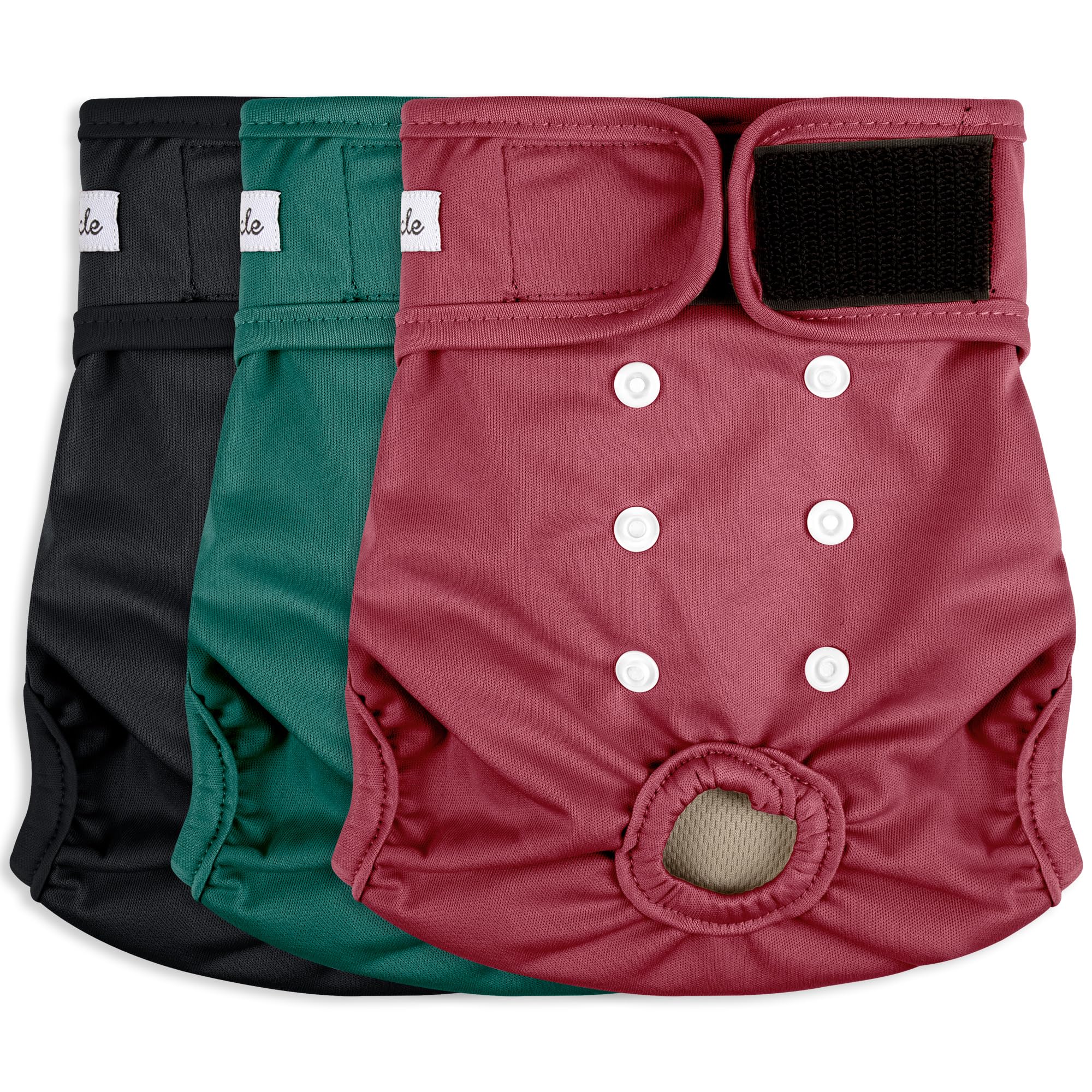 Pañales Grecle para perra hembra en celo con ajuste de broches y comodidad.