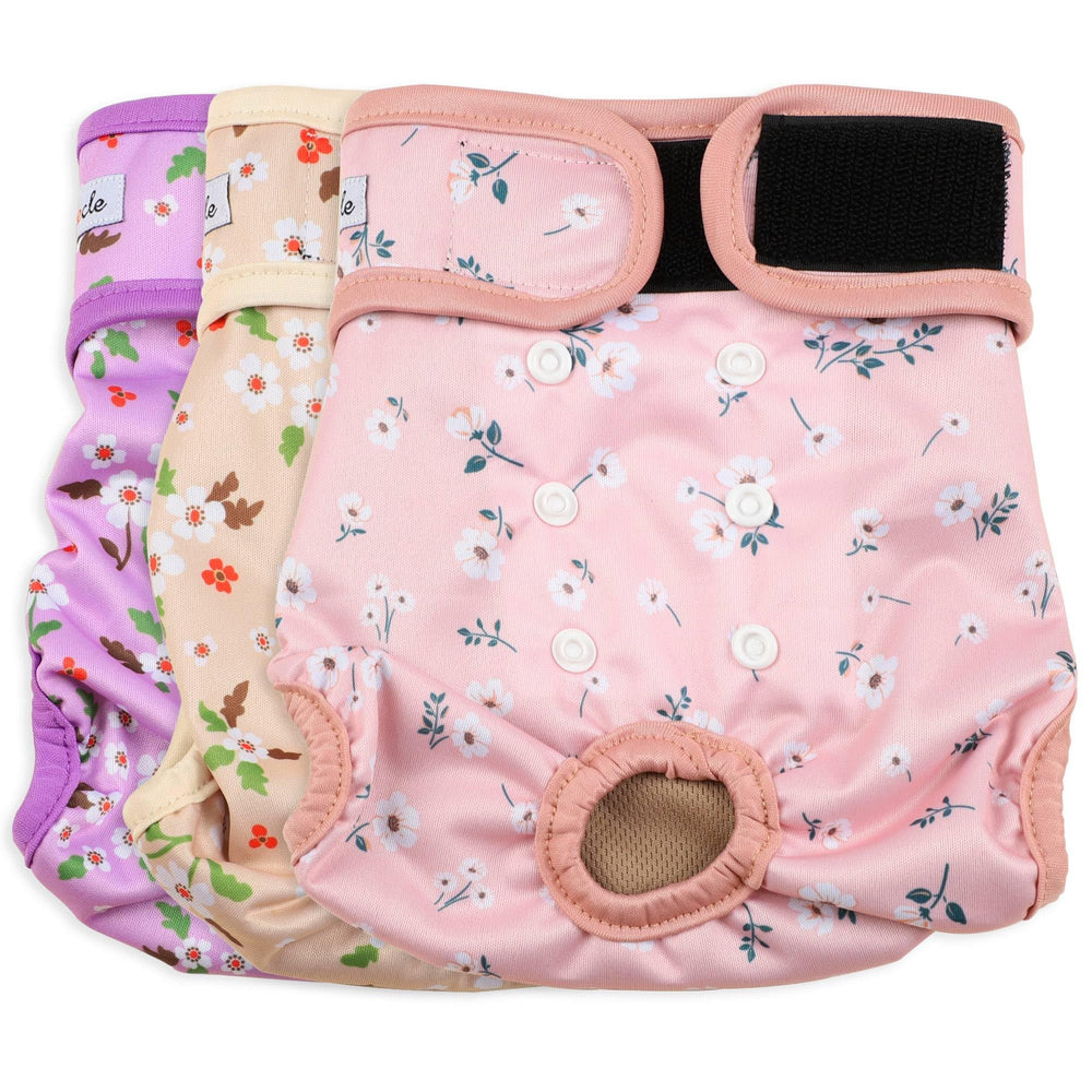 Grecle pañales para perras en celo con flores, absorbentes y confortables.