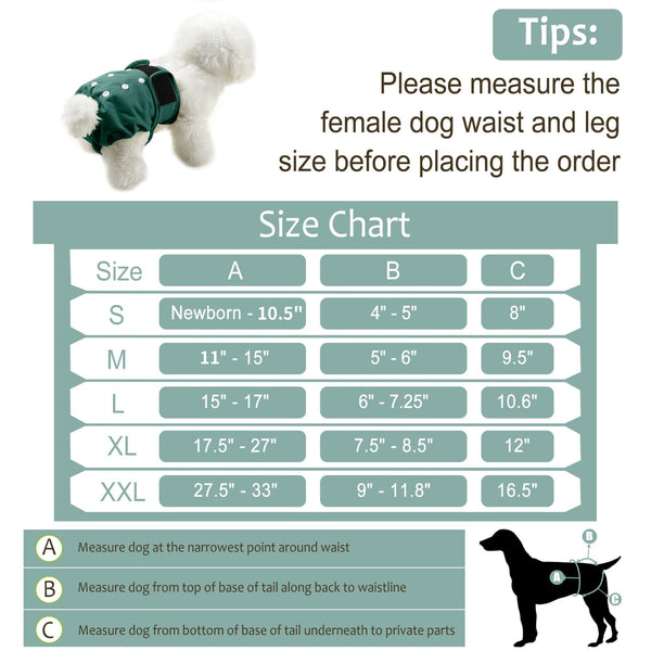 Grecle pañales para perro hembra con capa exterior impermeable para evitar fugas.