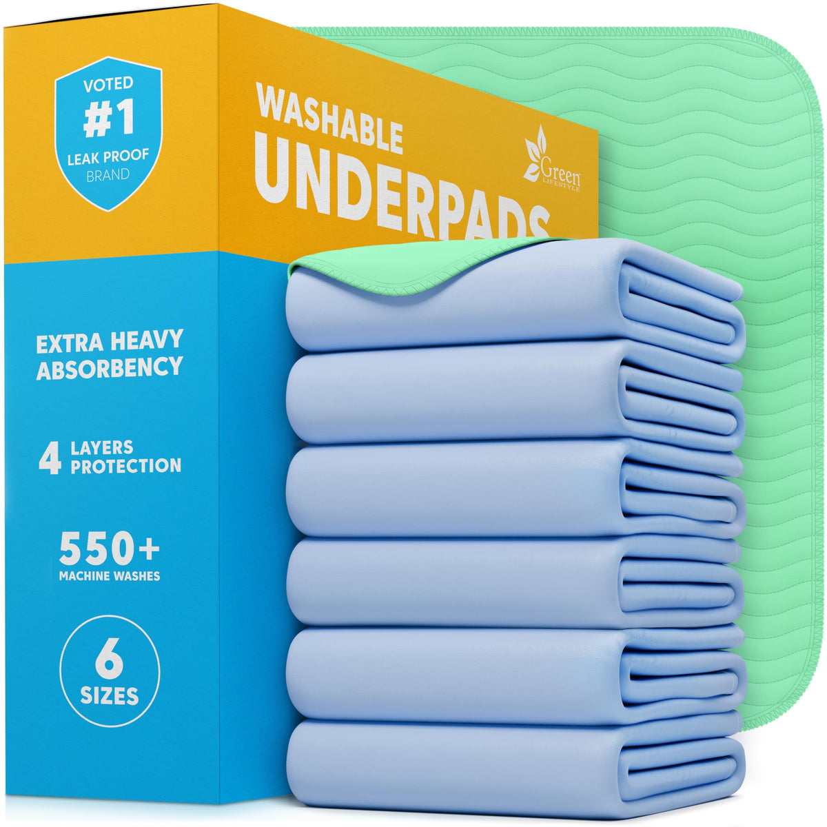 Green Lifestyle protectores lavables con alta absorbencia para cama, protegiendo superficies nocturnas.