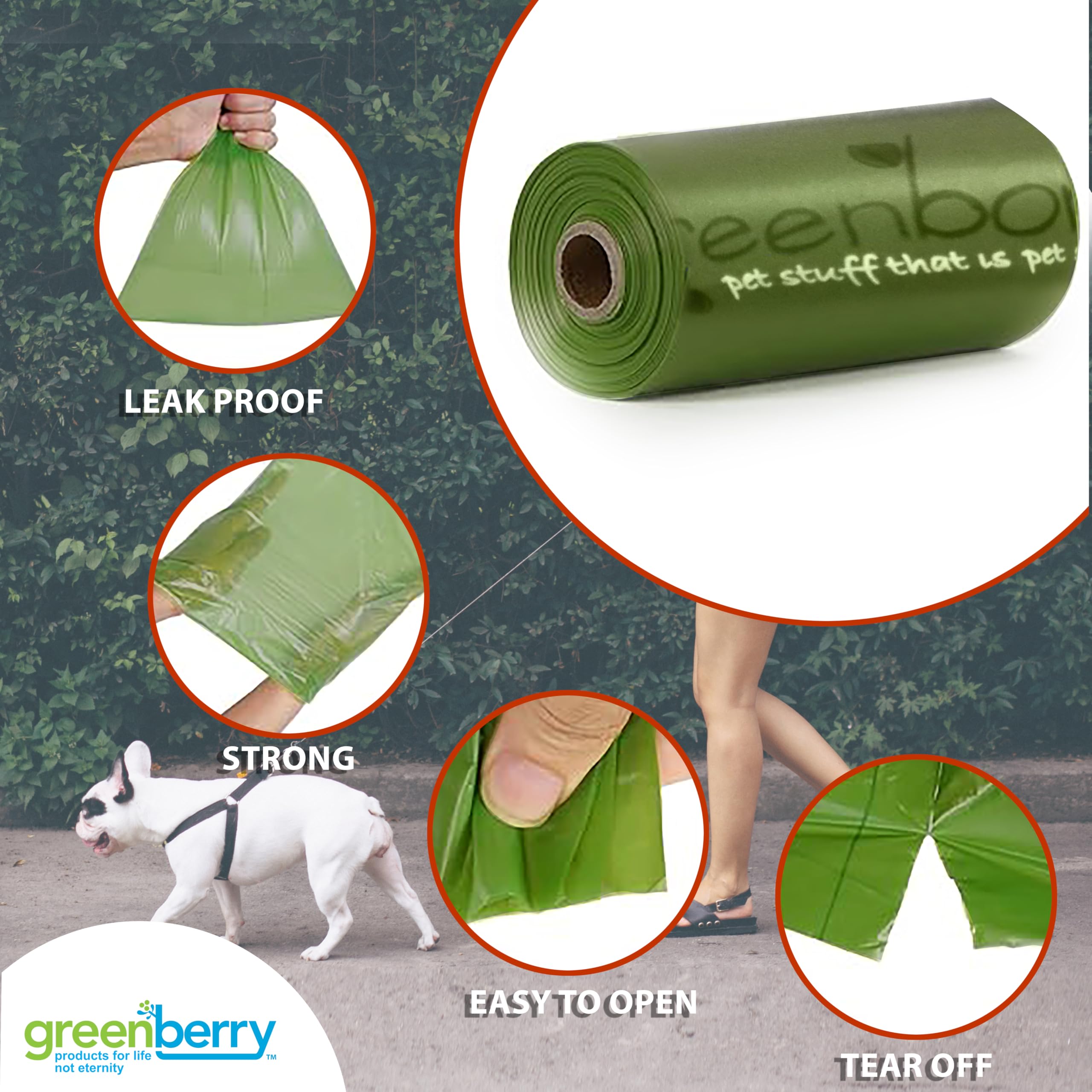 Rollos Greenbone Biobase de 16 bolsas, prácticos para caminatas largas