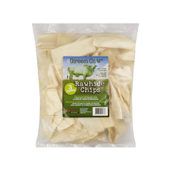 GreenCow Rawhide Chips: bolsa de 3 libras para perros grandes, masticación prolongada