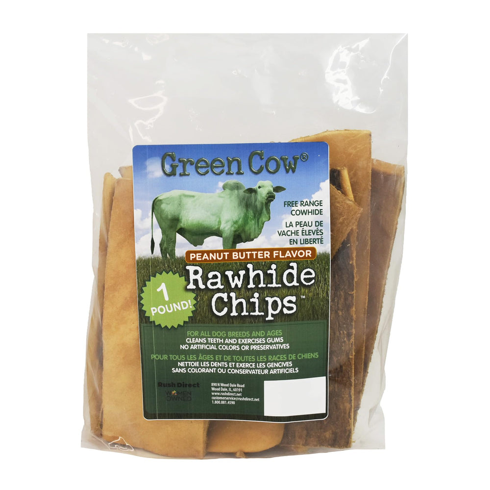 GreenCow Rawhide Chips paquete grande para varios perros en casa.