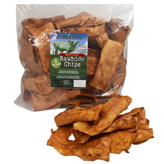 GreenCow Rawhide Chips trozos de cuero crudo con sabor carne para morder perros grandes