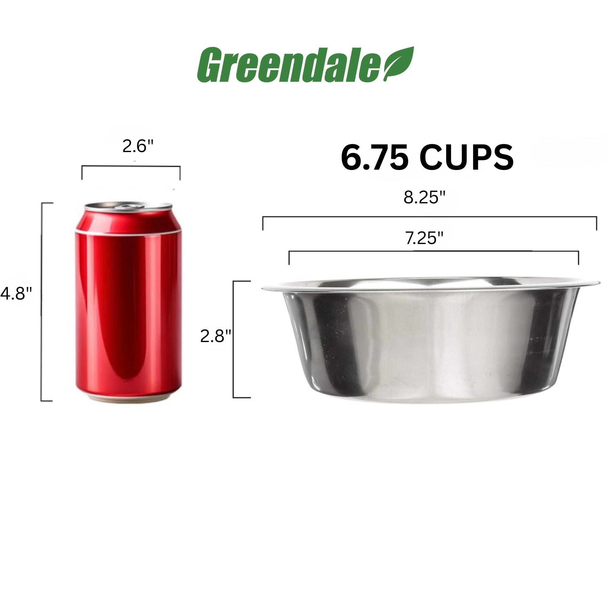 Greendale cuenco de acero inoxidable con detalle, duradero para comidas y agua.