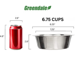 Greendale cuenco de acero inoxidable con detalle, duradero para comidas y agua.