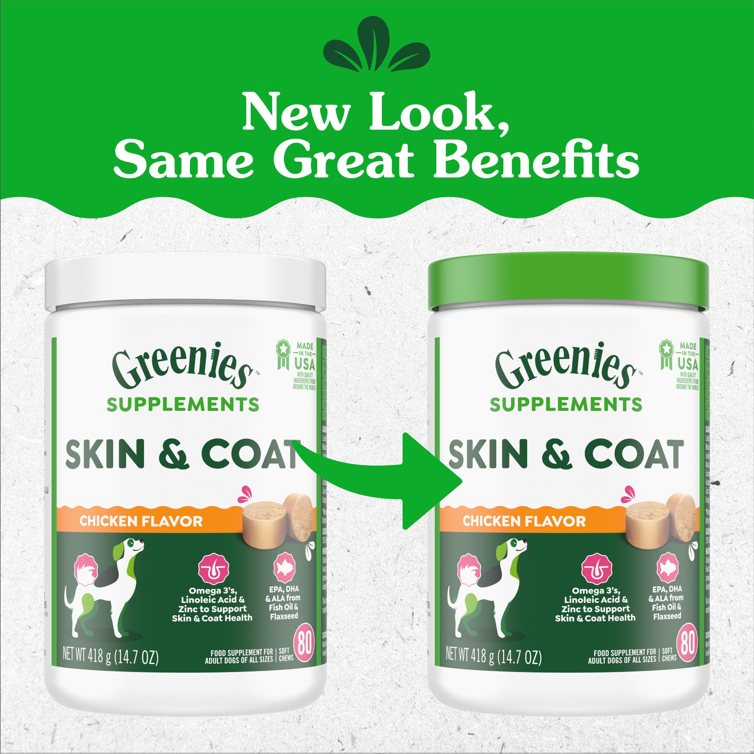 Greenies aceite de pescado omega-3: favorece una piel nutrida.