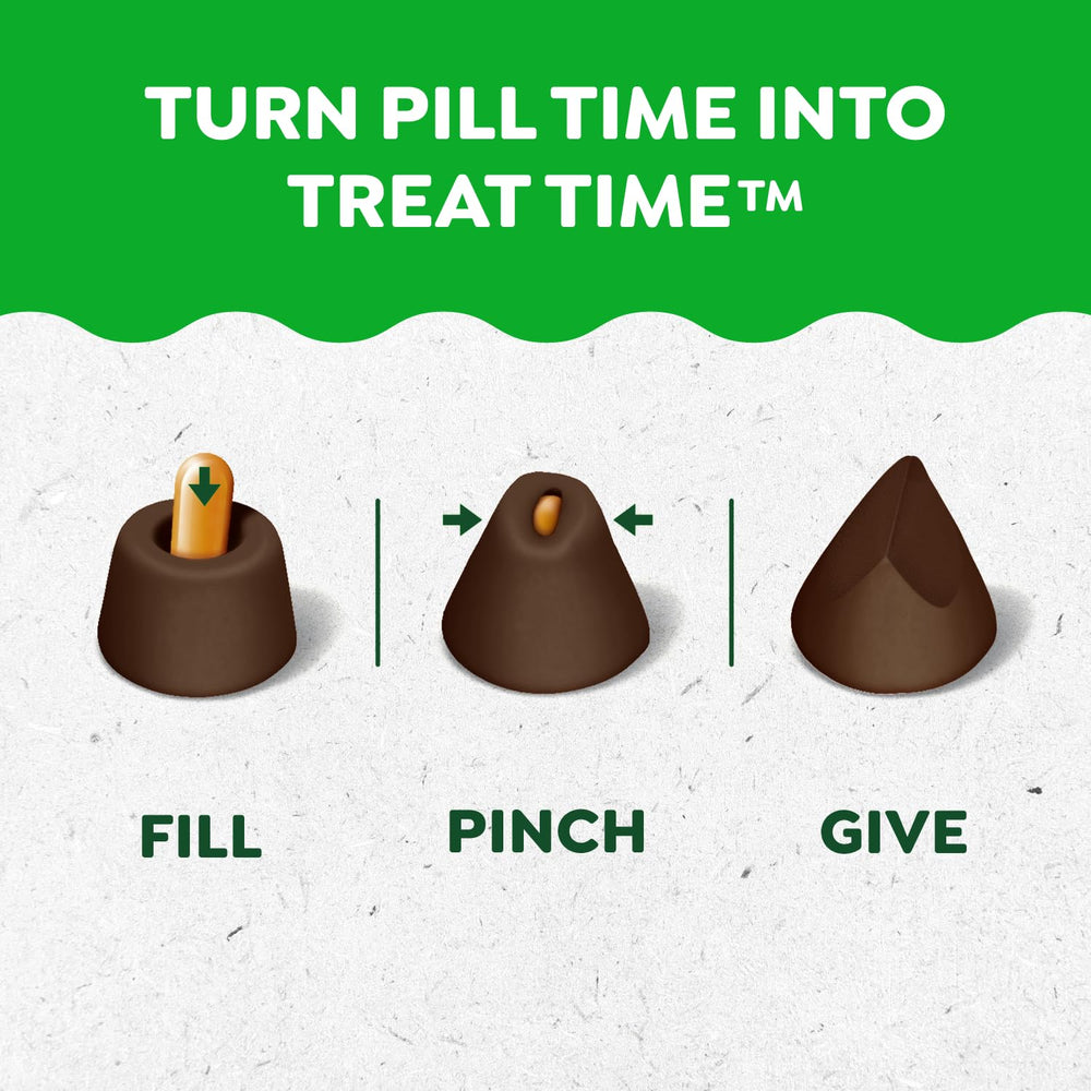 Greenies Bolsas Pastillas con Bolsa Integrada: rodea la cápsula para dosificar fácilmente.