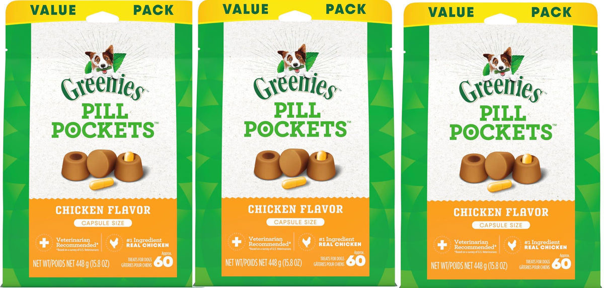 Greenies bolsita cápsula para perro facilita administrar medicamentos.