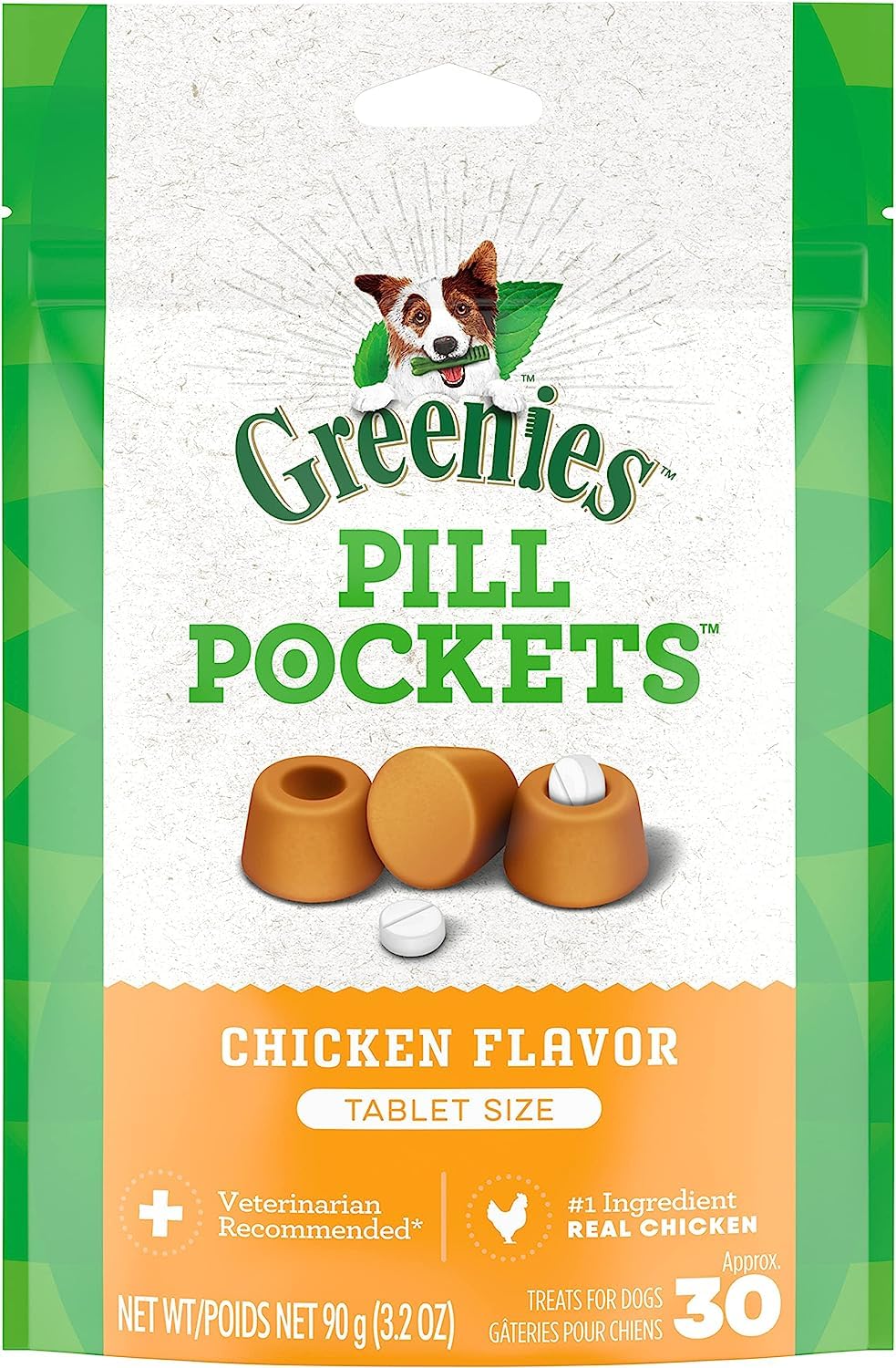 Greenies bolsitas para medicación con sabor a pollo para perros, tabletas