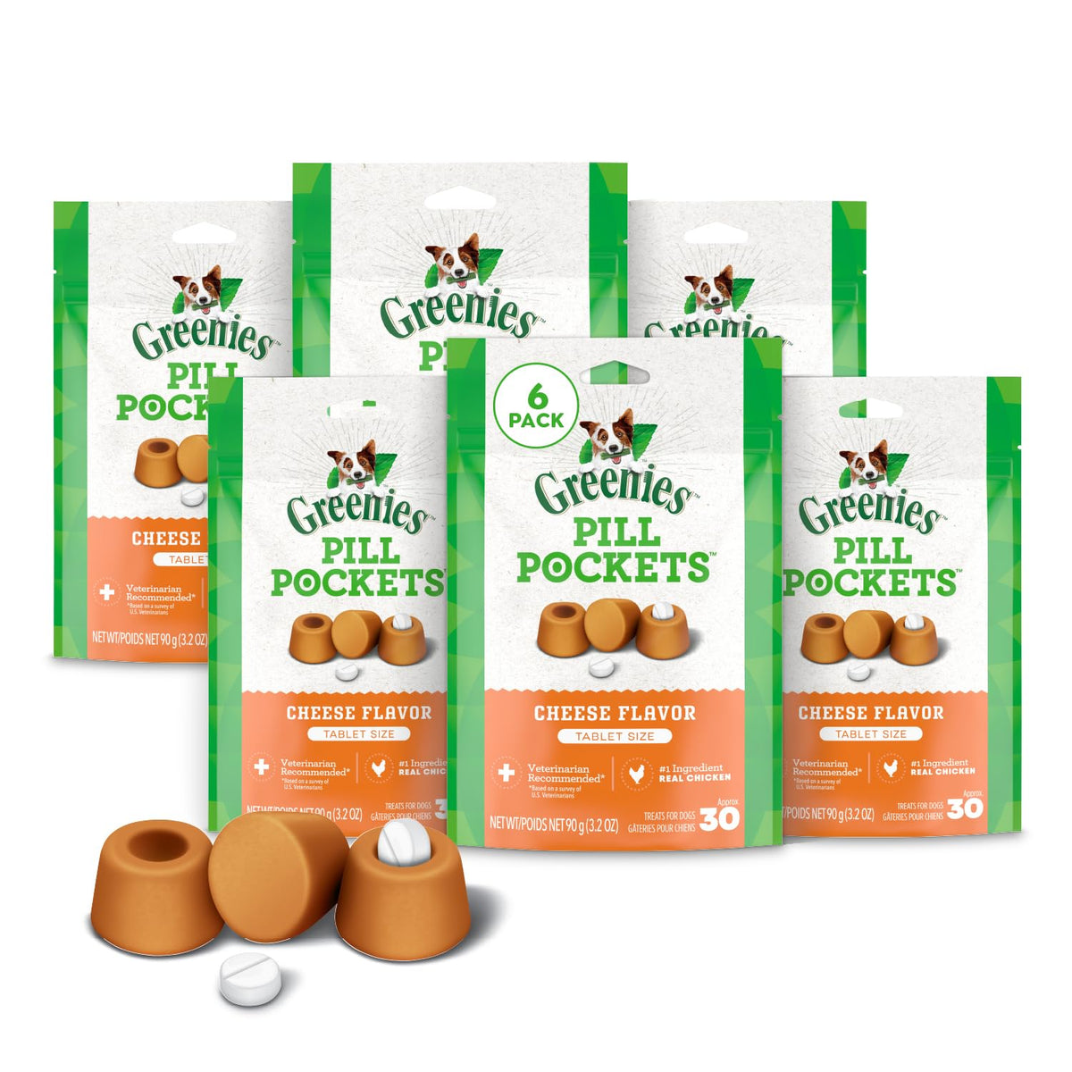 Greenies bolsitas pastillas para perros, tamaño pequeño, con queso para ocultar medicinas.