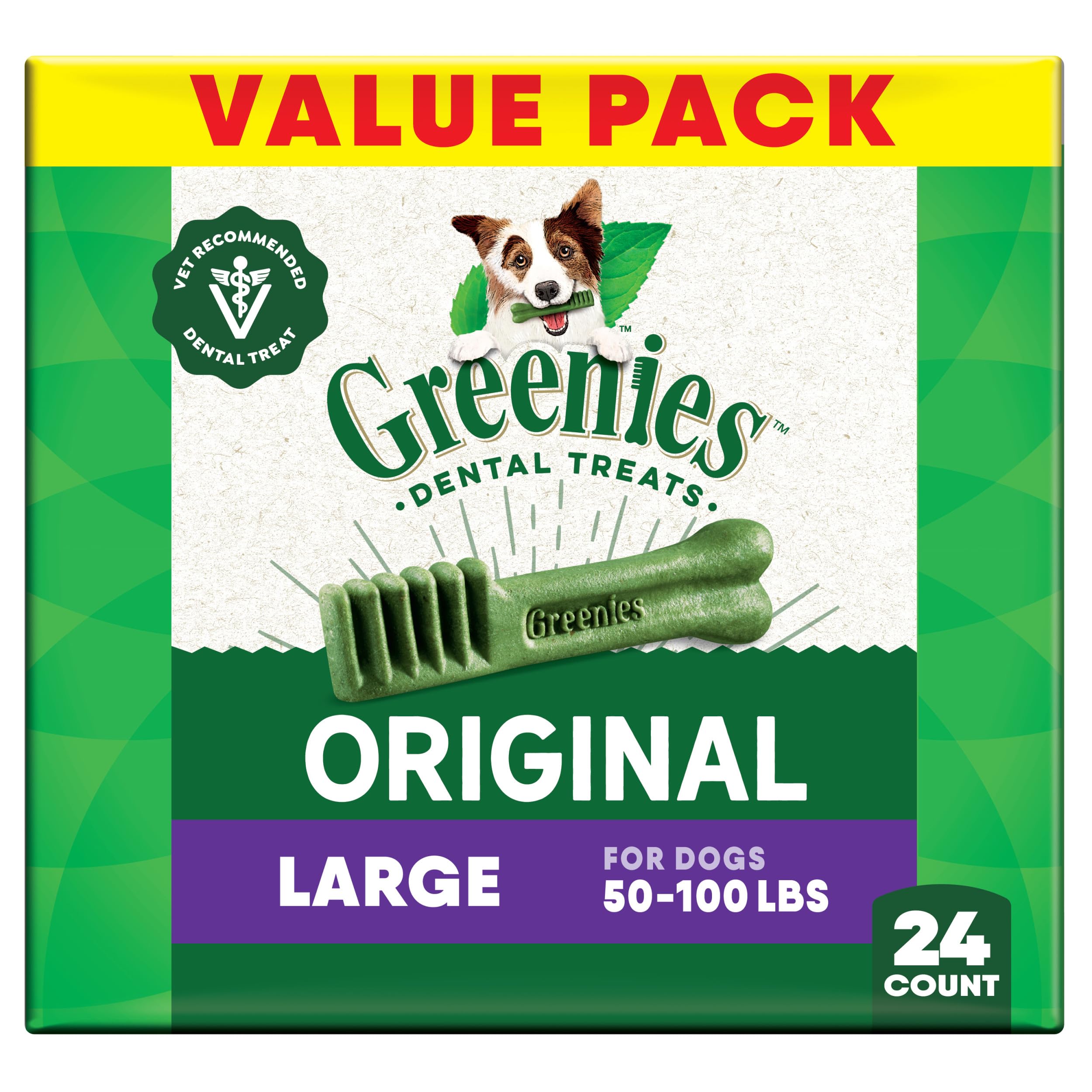 Greenies bocado dental tamaño grande, sabor original para perros