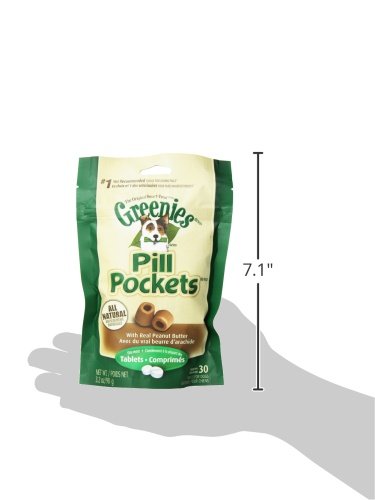Greenies etiqueta-producto mantequilla-de-cacahuete-real, aspecto claro para el comprador.