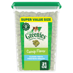 Greenies Gatos Premios Dentales Adultos Catnip 21oz Tubo: empaque listo para uso diario.