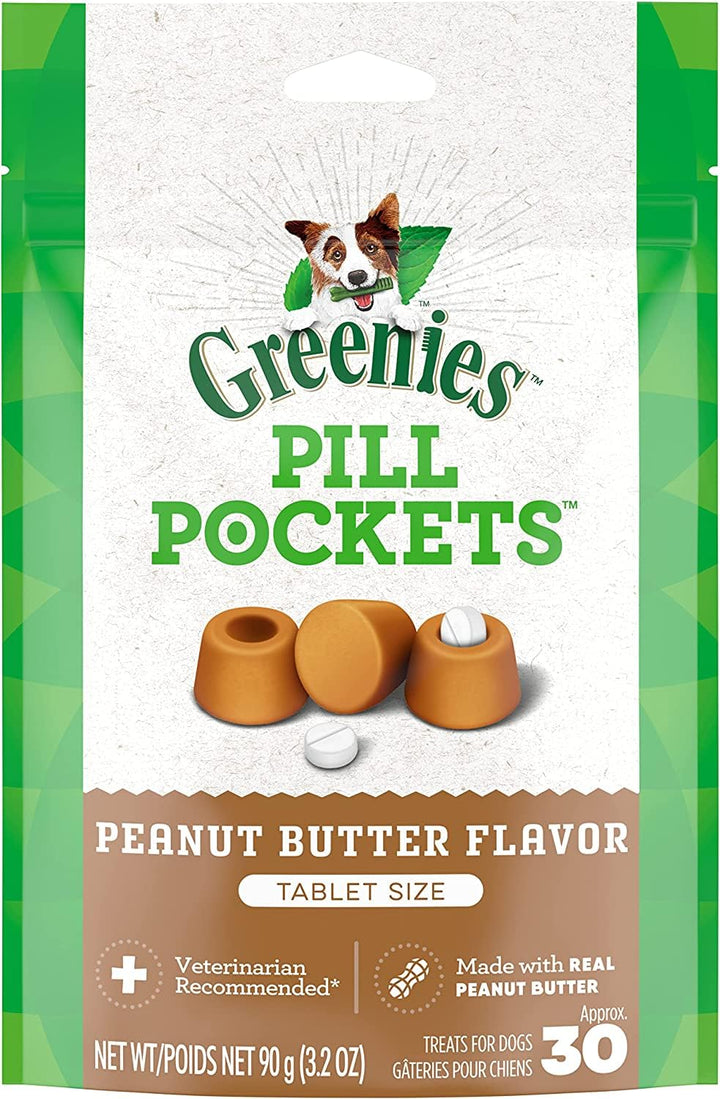 Greenies bolsillos para pastillas, paquete de 4, práctico para medicación diaria de perros.