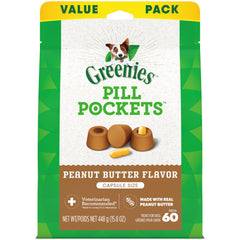 Greenies Pill Pockets para perros grandes en envase práctico para medicación sin estrés.