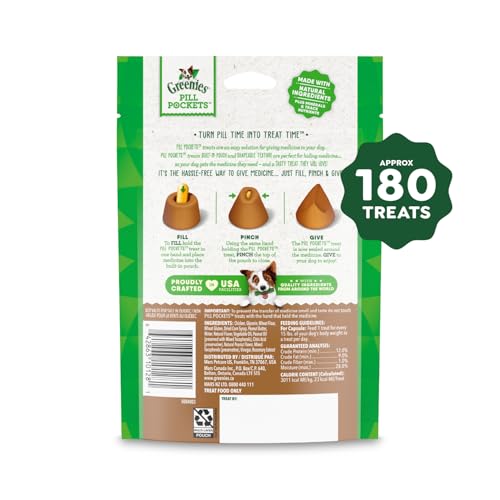 Textura suave con sabor a maní de Greenies para perros.