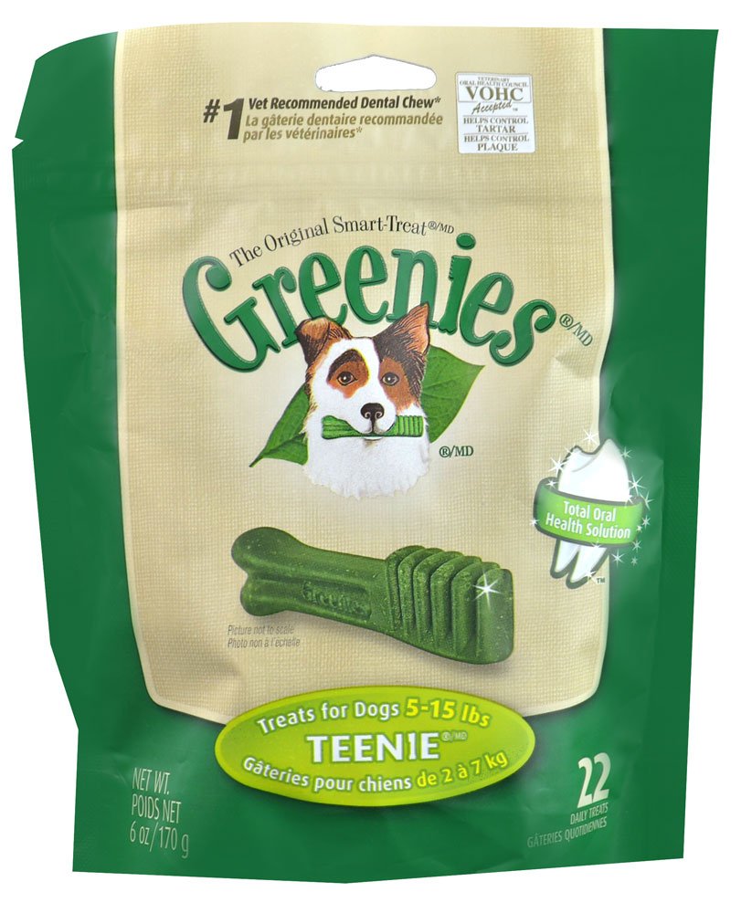 Greenies Premios Dentales para perros mini-teenie, pack 2, ayudan a mantener el aliento fresco.