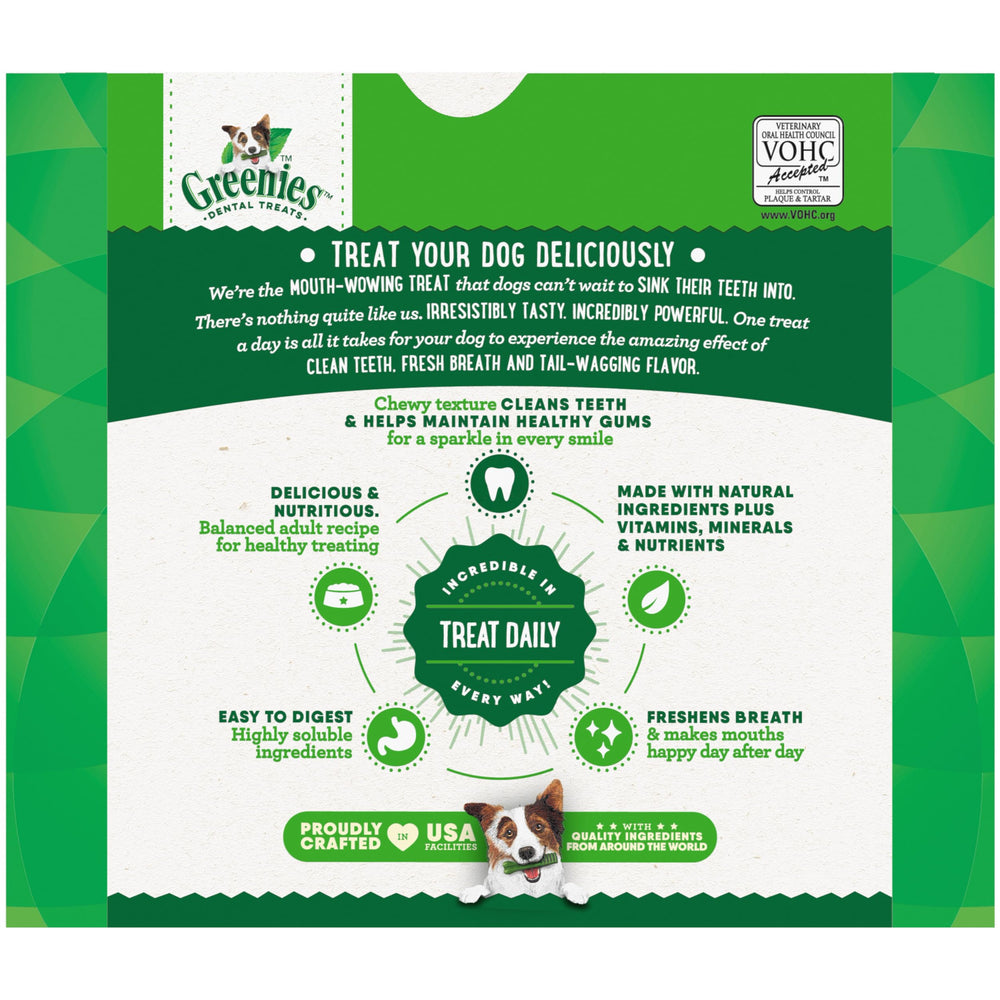 Greenies uso diario para perros de tamaño 15–25 libras, masticación segura.