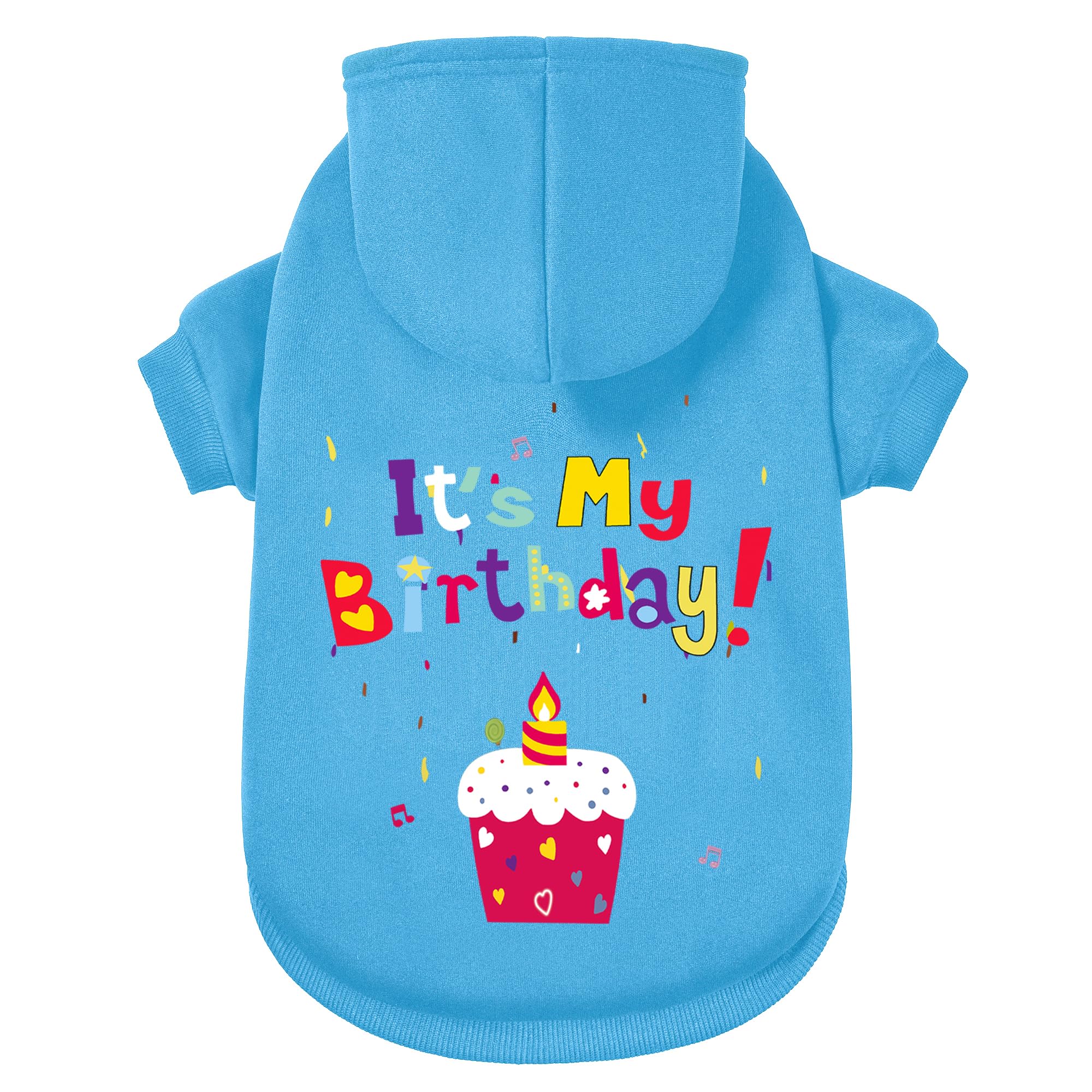 GreenJoy sudadera para perro, vista frontal con capucha azul para comodidad diaria.