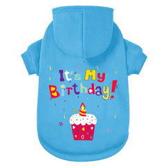 GreenJoy sudadera para perro, vista frontal con capucha azul para comodidad diaria.