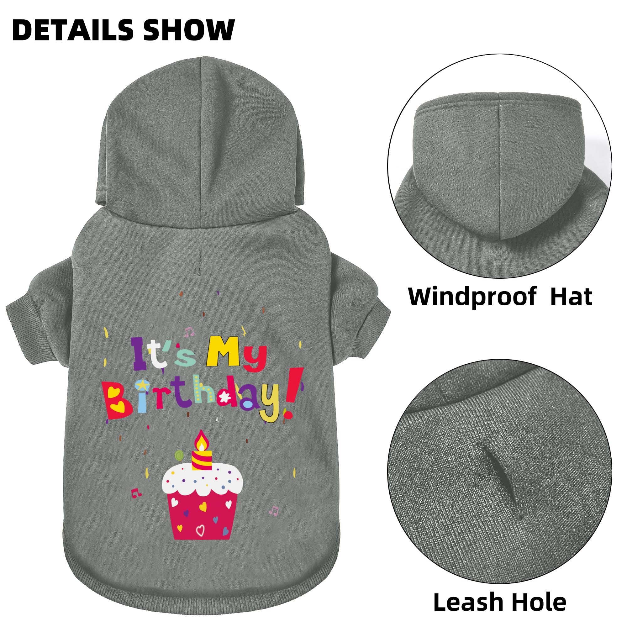 GreenJoy sudadera gris Es Mi Cumpleaños, diseño deportivo y cómodo para perros.