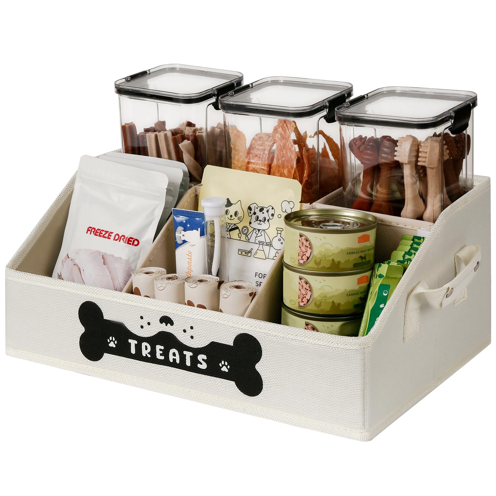 GreenPetopia dog treat container front view with ample storage and easy access.