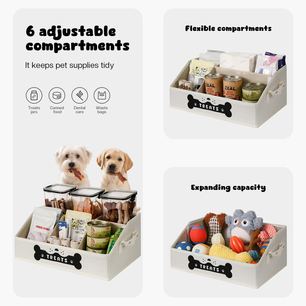 GreenPetopia dog treat container interior partitions for organizing treats and supplies.