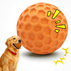Pelota GreenYellow indestructible con chirrido para mordedores fuertes, naranja.