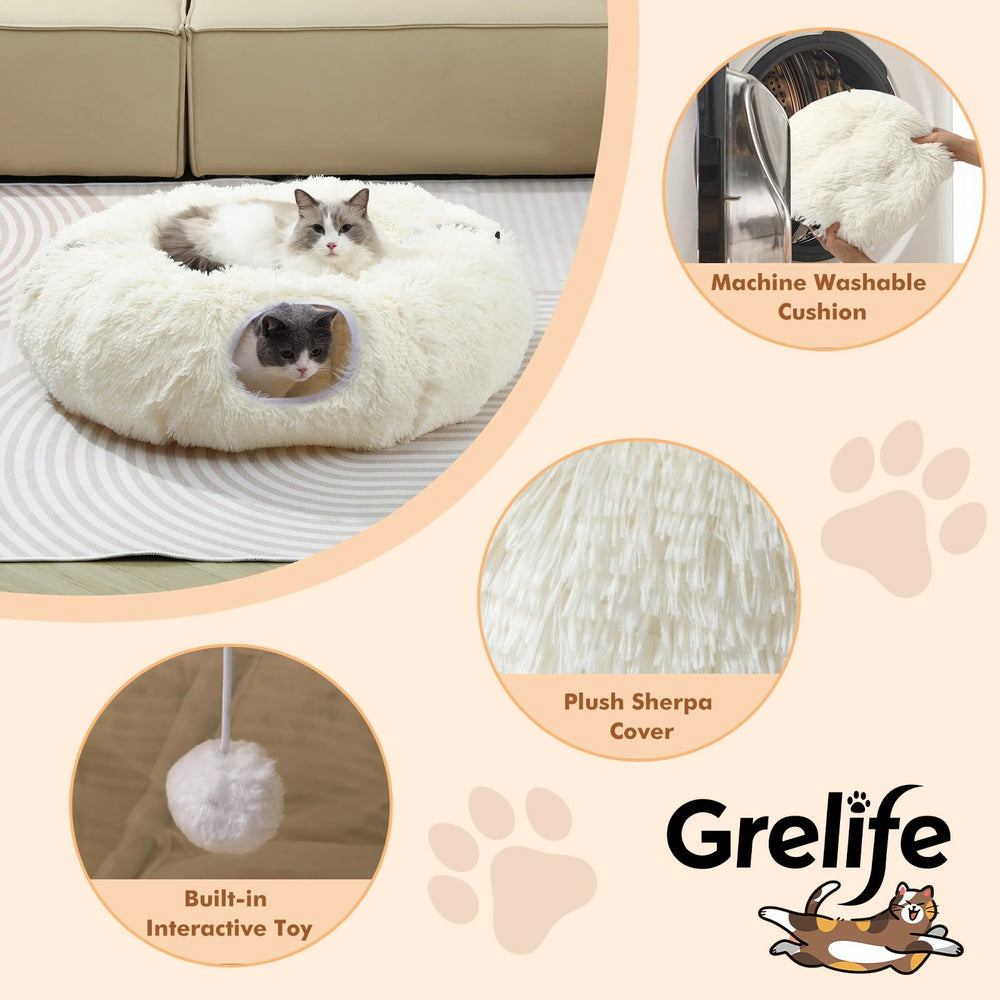 Grelife tunel gato con juguetes colgantes: entretenimiento mental.