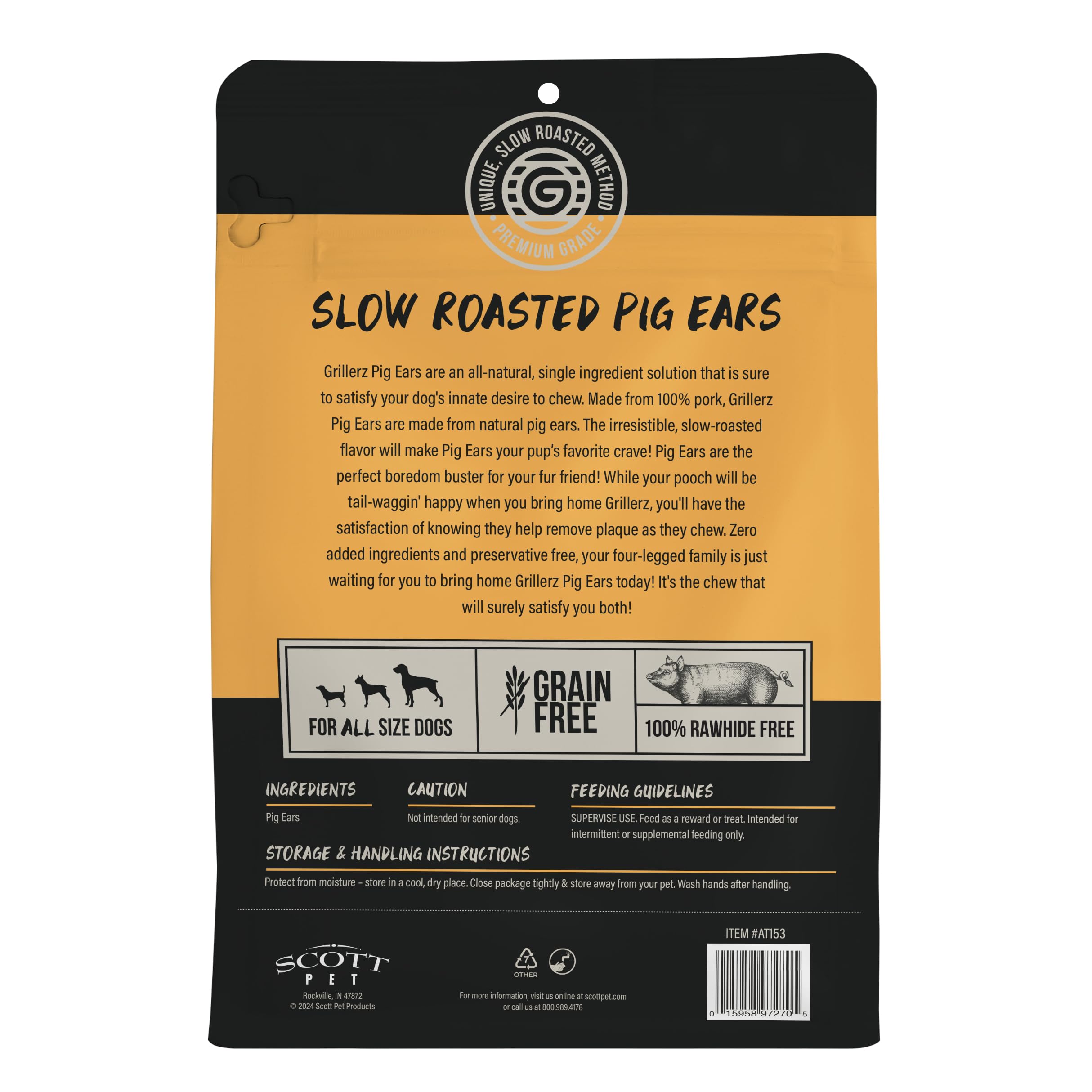 Grillerz uso diario orejas de cerdo para perros adultos.