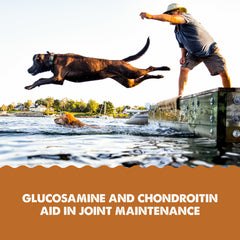 Grizzly Pet Products Ingredientes clave glucosamina y MSM para movilidad.