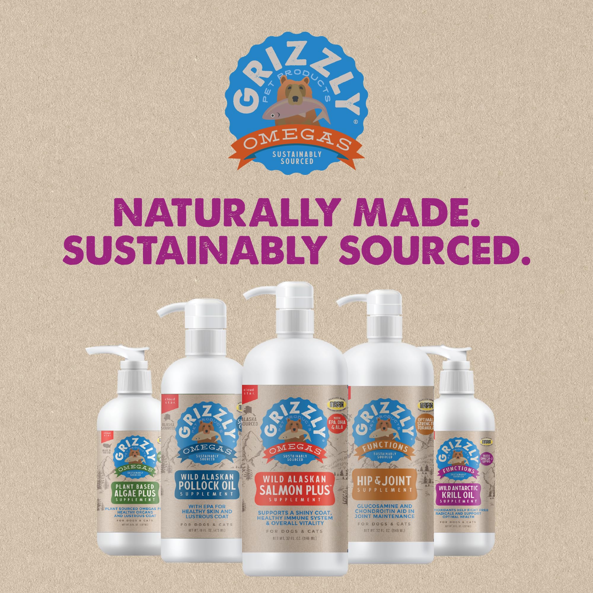 GRIZZLY Kril Oil para perros y gatos, fácil de administrar