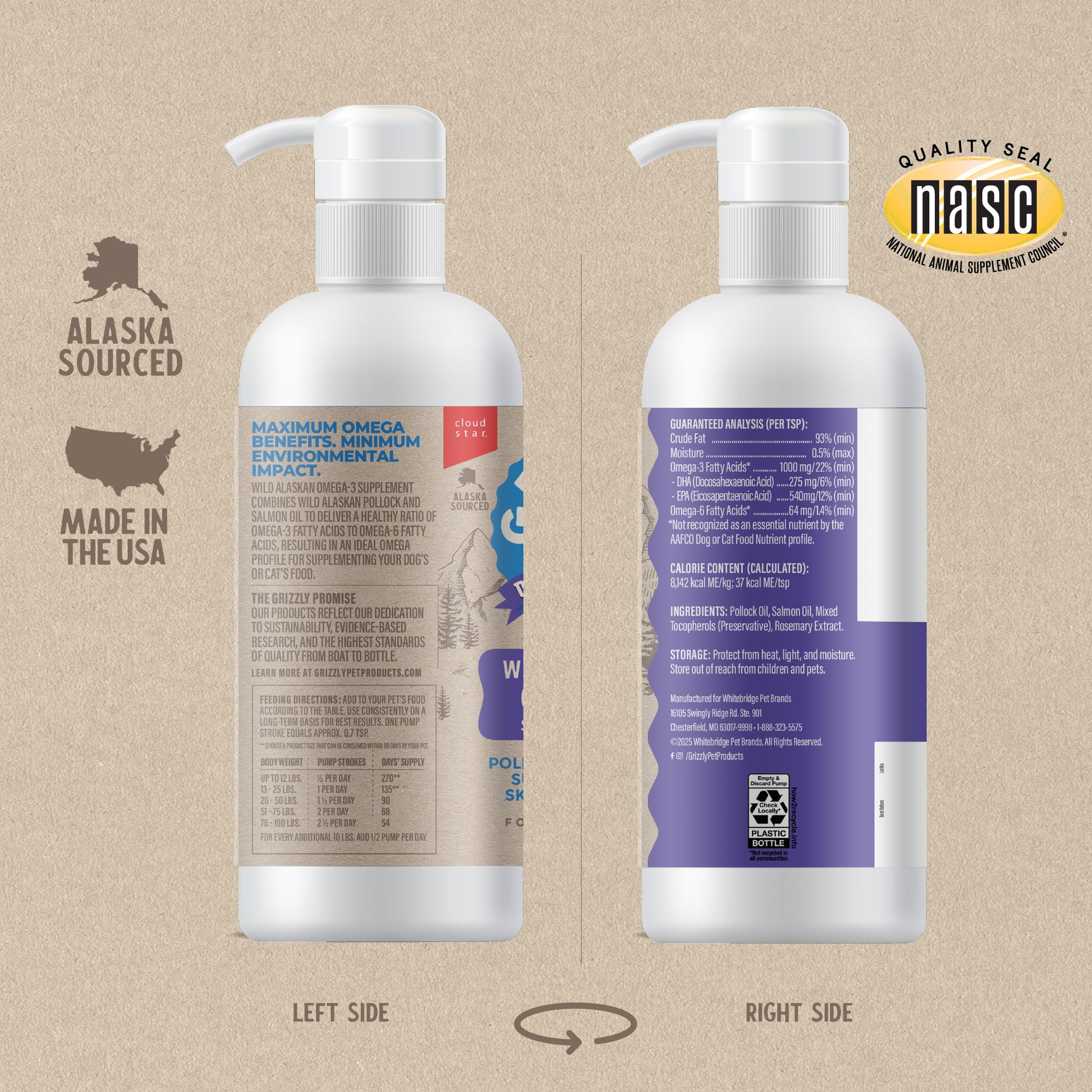 GRIZZLY-PRODUCTS Omega Health: gota-omega-3 para uso diario en mascotas.