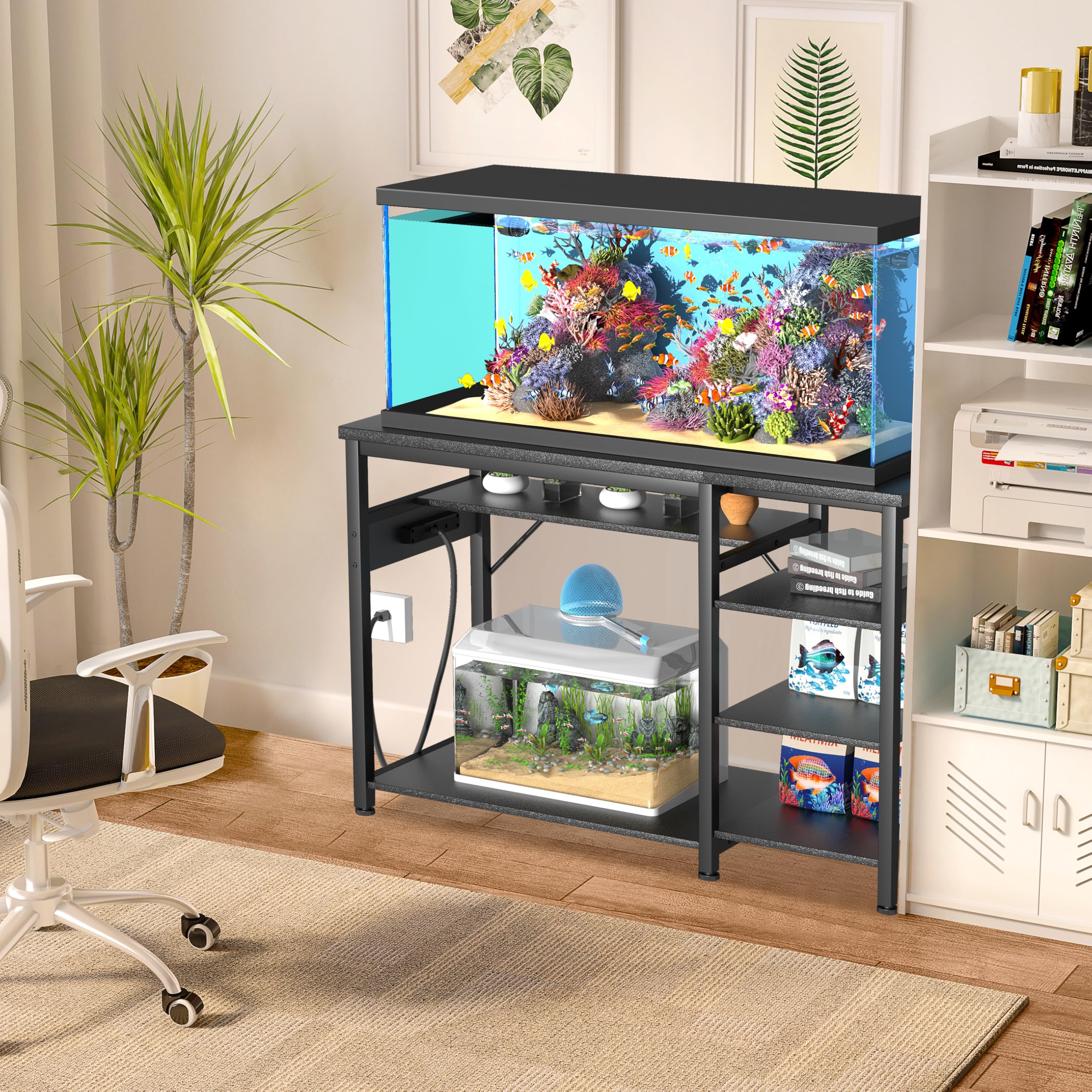 GRLEAF estante acuario doble tanque: espacio seguro para segundo display o CO2.