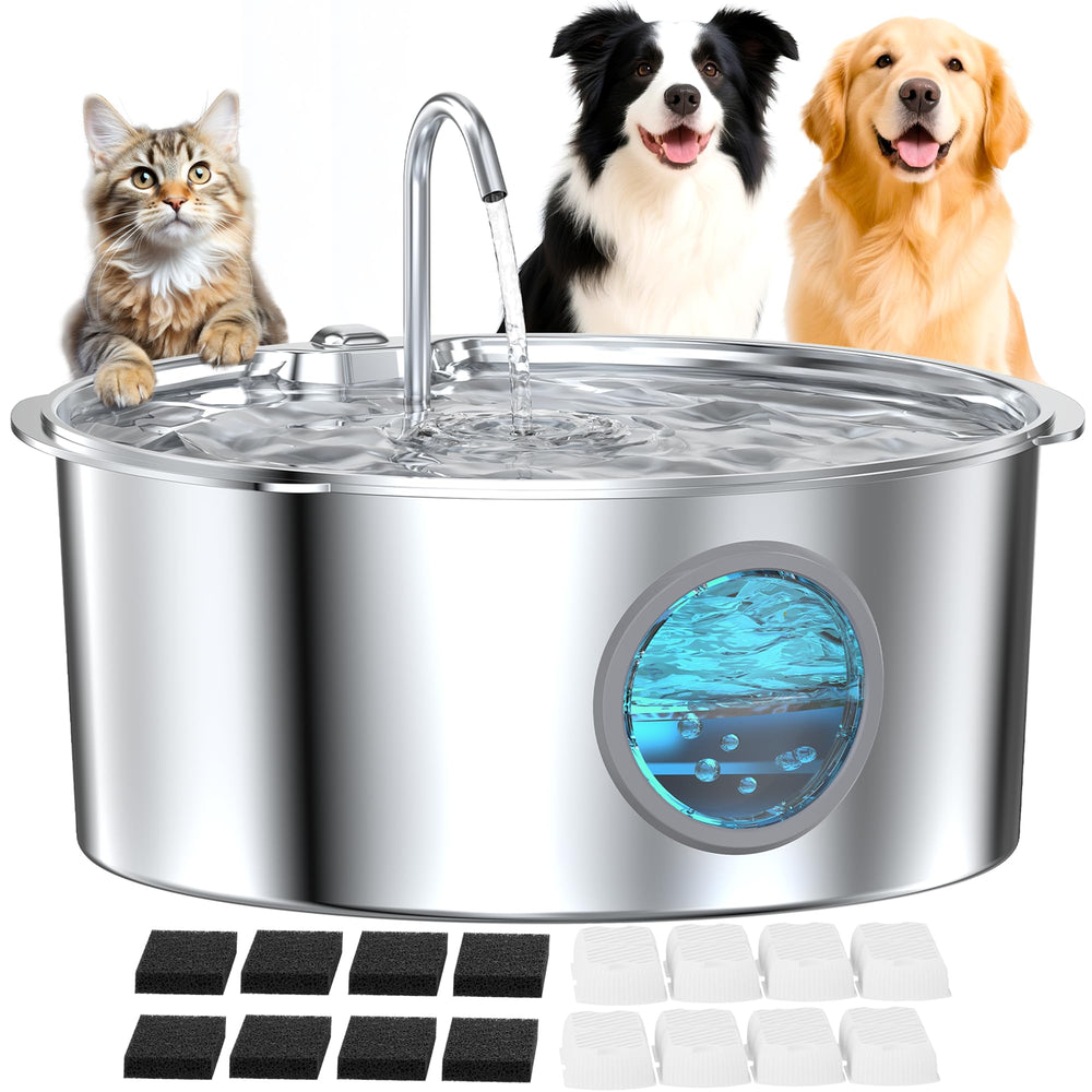 GROOKPET bebederos de acero inoxidable para perros grandes, flujo suave para mayor hidratación.