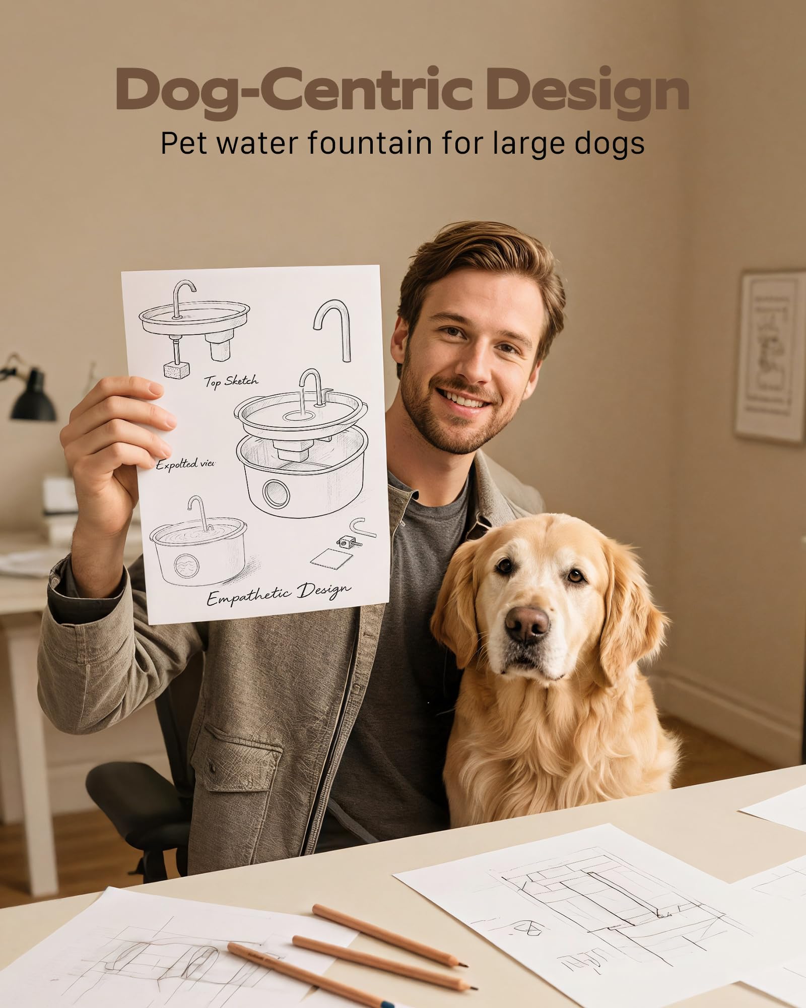 Bebedero GROOKPET con ventana de nivel para monitorizar el agua.