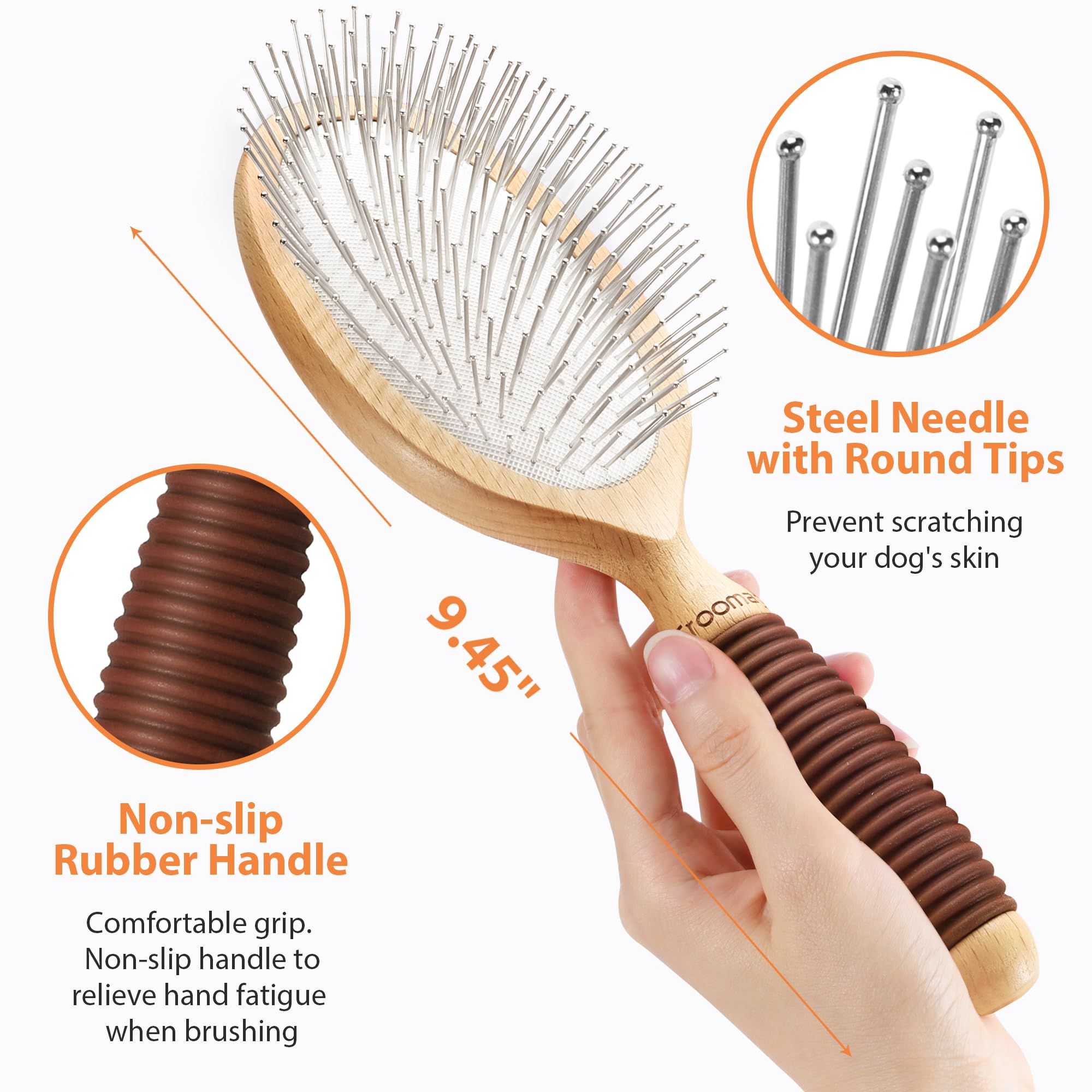 Cepillo Groomage con madera de haya, diseño duradero y ecológico.