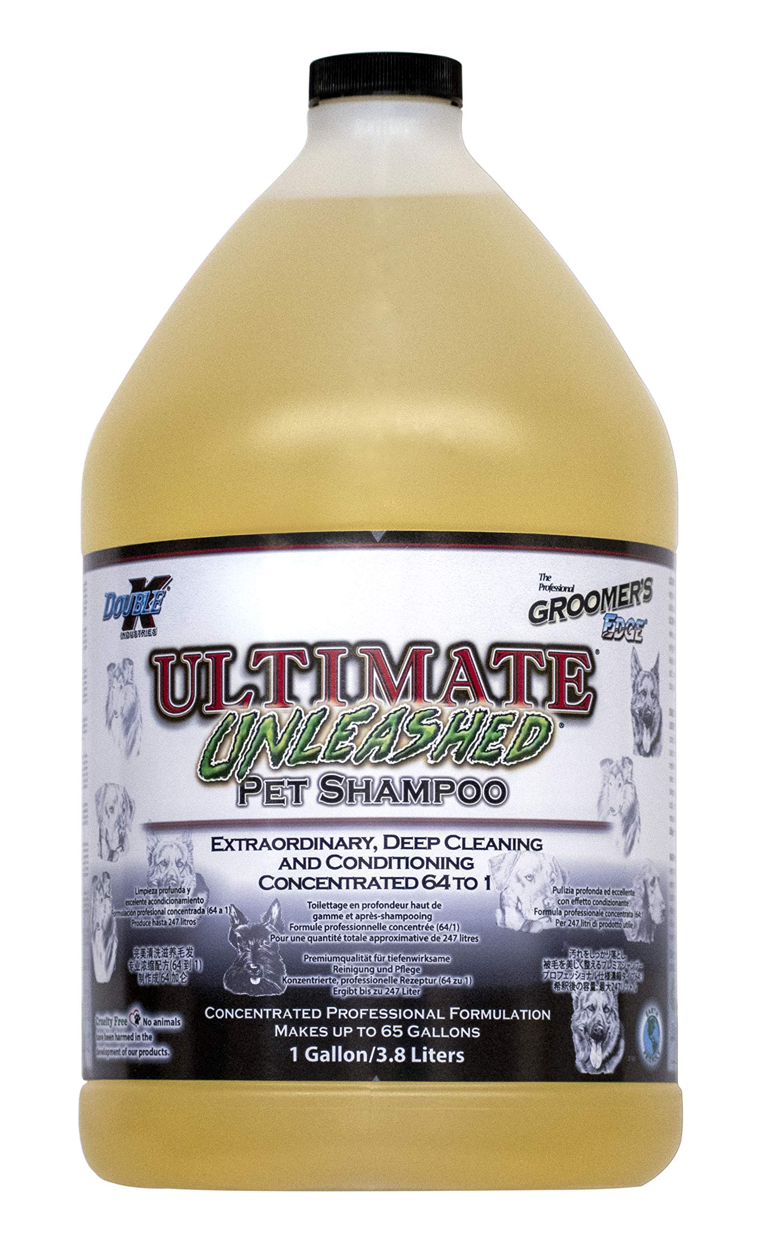 Groomer's Edge Ultimate Unleashed: botella de champú profesional para perros que suaviza y realza el brillo