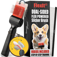 FlexIt de Groomers Helper, lado rojo para desmatar con suavidad.